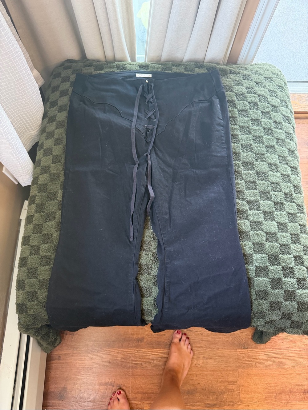 torrid Black Lace-Up Front Wide Leg Pants